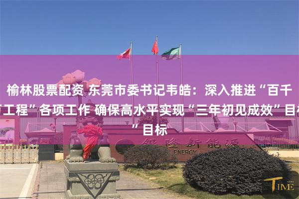 榆林股票配资 东莞市委书记韦皓：深入推进“百千万工程”各项工作 确保高水平实现“三年初见成效”目标