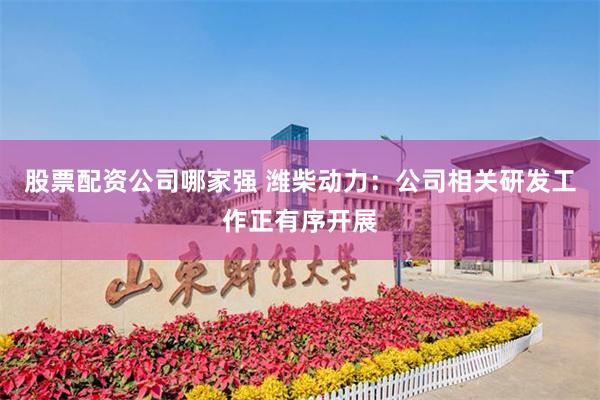 股票配资公司哪家强 潍柴动力：公司相关研发工作正有序开展