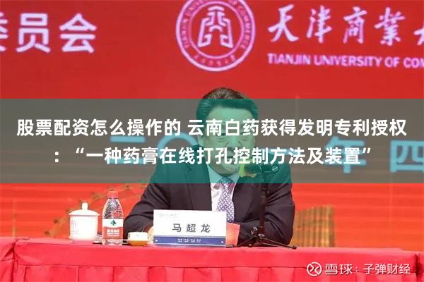 股票配资怎么操作的 云南白药获得发明专利授权：“一种药膏在线打孔控制方法及装置”