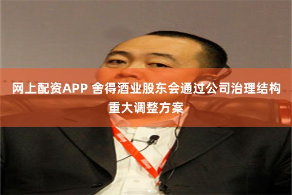 网上配资APP 舍得酒业股东会通过公司治理结构重大调整方案