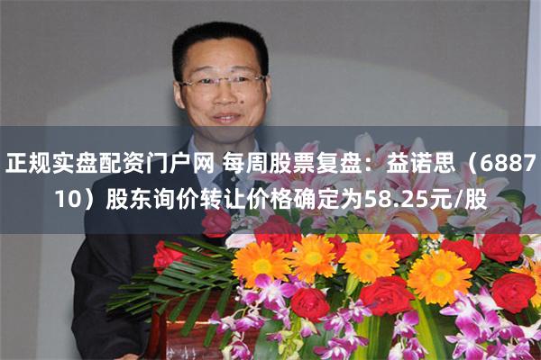 正规实盘配资门户网 每周股票复盘:益诺思(688710)股东询价转让价格确定为58.25元/股