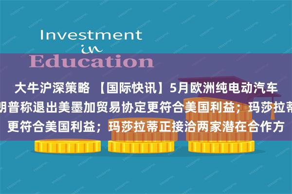 大牛沪深策略 【国际快讯】5月欧洲纯电动汽车市占率创历史新高；特朗普称退出美墨加贸易协定更符合美国利益；玛莎拉蒂正接洽两家潜在合作方
