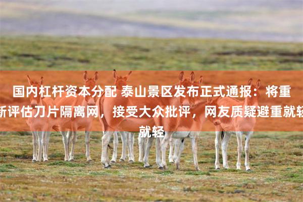 国内杠杆资本分配 泰山景区发布正式通报:将重新评估刀片隔离网,接受大众批评,网友质疑避重就轻