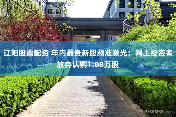 辽阳股票配资 年内最贵新股频准激光：网上投资者放弃认购1.08万股